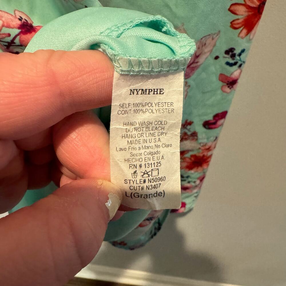 NYMPHE - Romantic Beachy Green Floral Dress | Size L - Picture 12 of 15